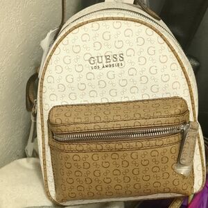 GUESS Los Angeles Women's Cream and Brown Backpack